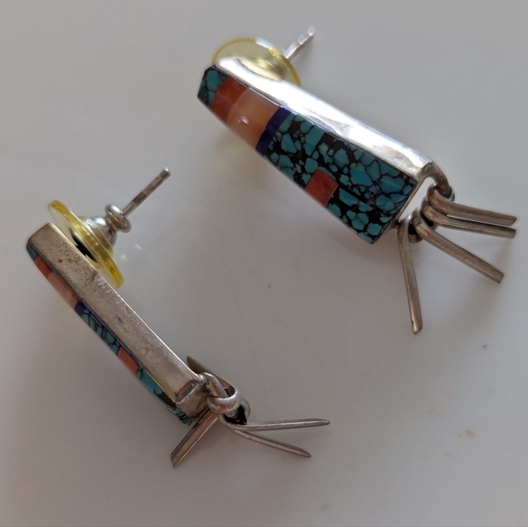 Vintage Native American Multistone Dangle Earrings - Picture 8 of 8